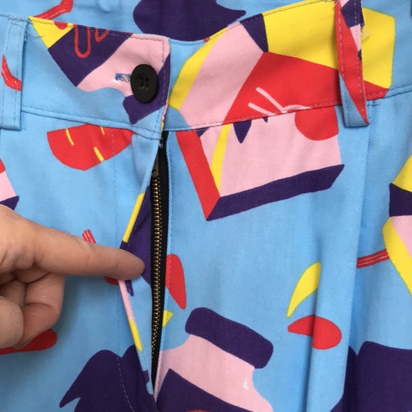 NWT Nooworks sz XXL Business Pant in snacks Food graphics blue pleated trousers - Picture 5 of 13